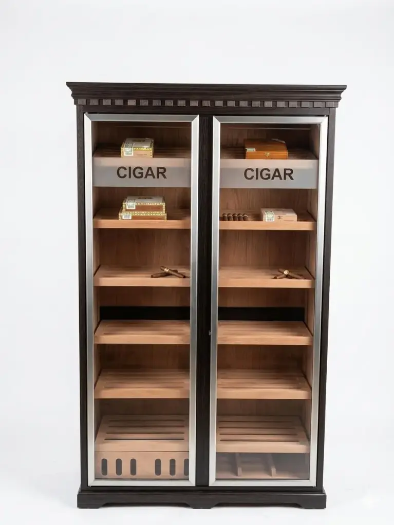 Cigar Wooden Cabinet with Humidifier BLACK 
