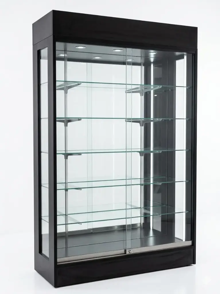 4 Feet Showcase WOOD  78H  with(Led Light) BLACK
