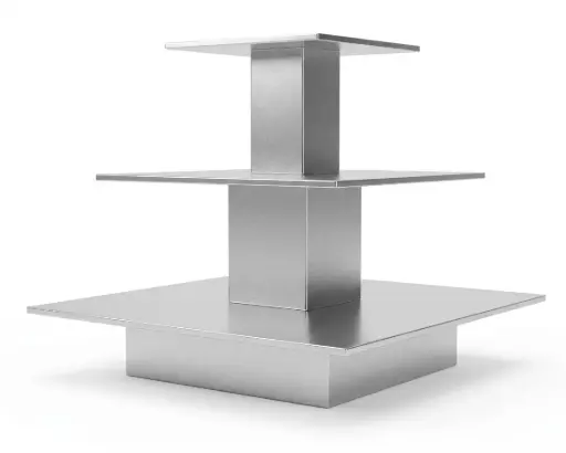 Gray square floor display table D-201