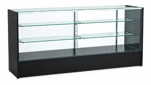 [WOOD S-00602] 6 Feet Wood Showcases TOP GLASS  D-321 Black