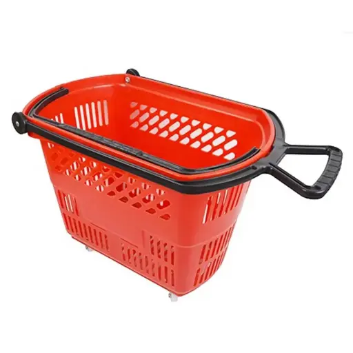Red basket with wheels